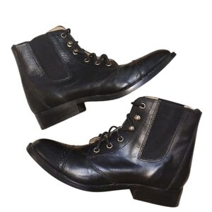 Charcoal Lace-Up Ankle Boots with Textured Upper